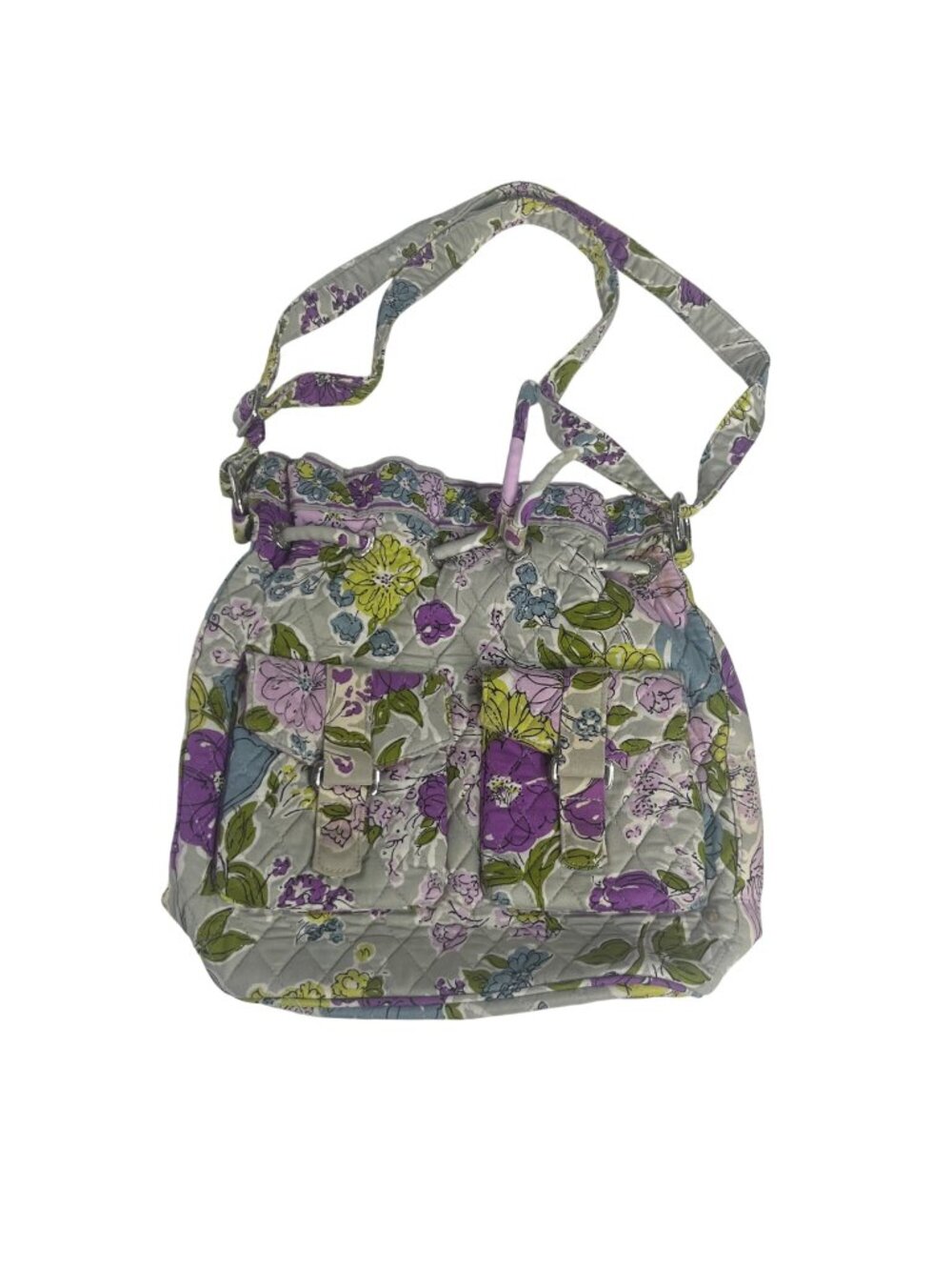Vera Bradley Daisy Hipster Crossbody Tote Bag Hobo Quilted Purple Blue